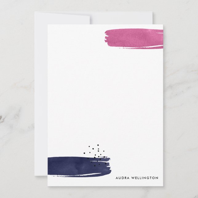 Modern Abstrakt Brushstrokes stationery Flat Card Anteckningskort (Framsida)