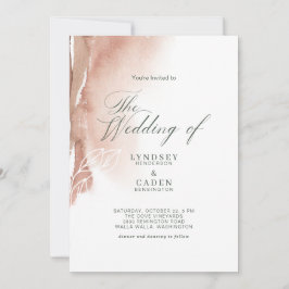 Modern Abstrakt Burd Orange Forest Grönt Bröllop Inbjudningar