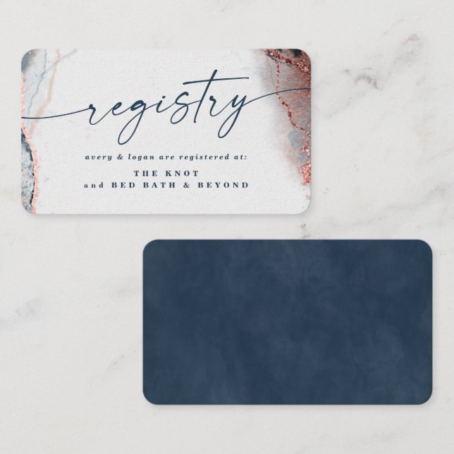 Modern Abstrakt Burgundy & Navy Bröllop Registry Tilläggskort (Fram/baksida)