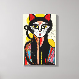 Modern Abstrakt Cat Art för Snyggt Spaces Canvastryck