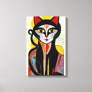 Modern Abstrakt Cat Art för Snyggt Spaces Canvastryck