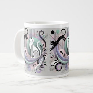 Modern Abstrakt Cat Art - Snyggt Mugg för Kat Kärl Jumbo Mugg