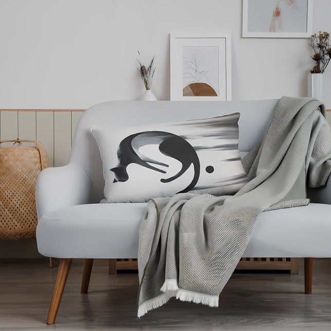 Modern Abstrakt Cat - Minimalistisk design Art Lumbarkudde (Skapare uppladdad)