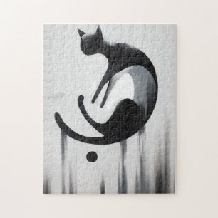 Modern Abstrakt Cat - Minimalistisk design Art Pussel