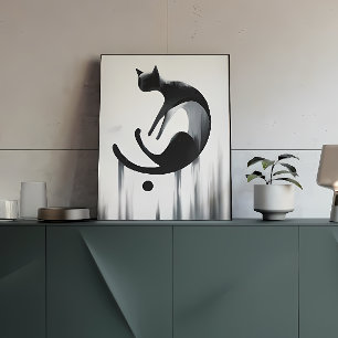 Modern Abstrakt Cat Stretched Canvas Wall Art