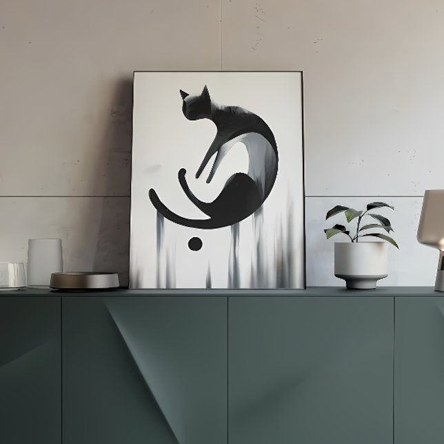 Modern Abstrakt Cat Stretched Canvas Wall Art (Skapare uppladdad)