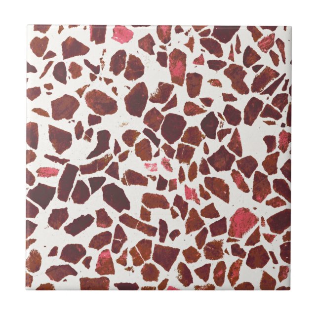 Modern Abstrakt Cherry Red Marble Stone Terrazzo Kakelplatta (Framsidan)