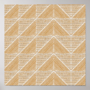 Modern Abstrakt Chevron Linjer i Mustard Gult Poster