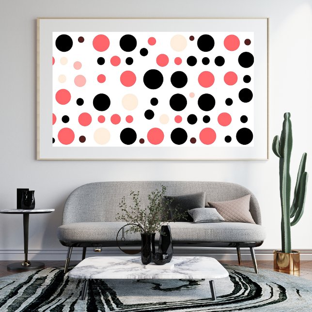 Modern Abstrakt Circle Mönster Rosa Black Fototryck (Skapare uppladdad)