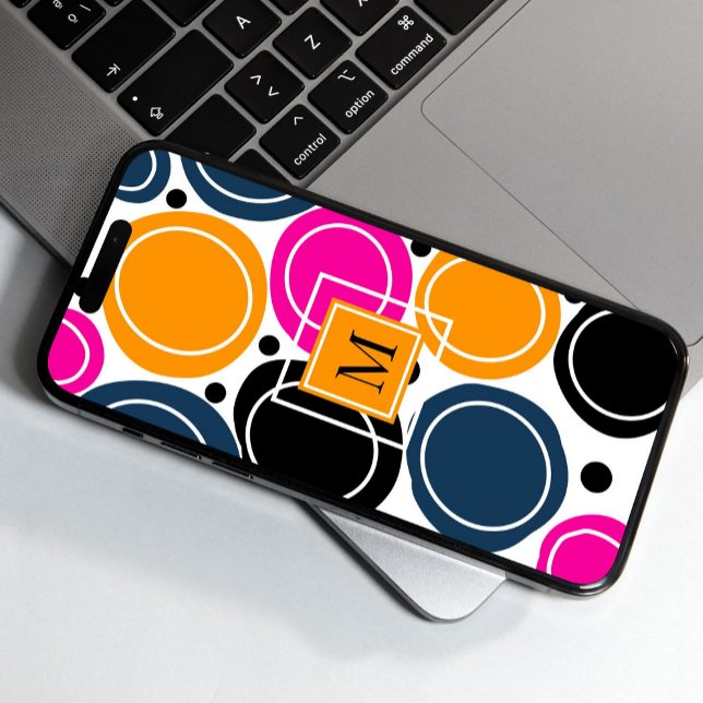 Modern Abstrakt Circles Monogram Rosa Teal (Skapare uppladdad)