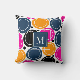 Modern Abstrakt Circles Monogram Rosa Teal Kudde