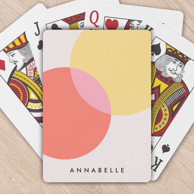 Modern Abstrakt Circles Red Gult Rosa Minimalist Casinokort (Skapare uppladdad)