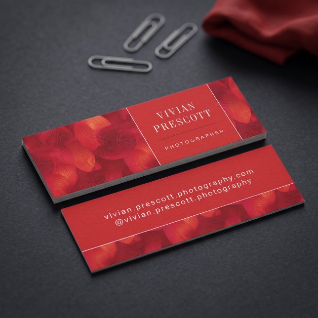 Modern abstrakt cirkelmönsterdesign mini visitkort (Simulated business cards on table)
