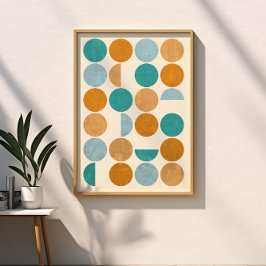 Modern Abstrakt-cirklar i kulor med färgstark mitt Poster