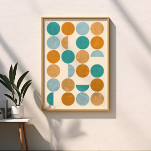 Modern Abstrakt-cirklar i kulor med färgstark mitt Poster
