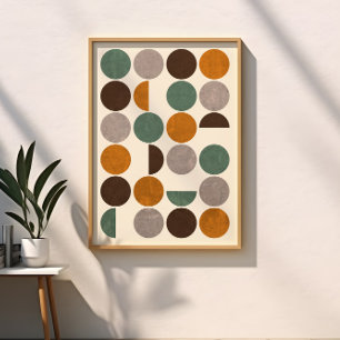 Modern Abstrakt-cirklar i kulor med färgstark mitt Poster