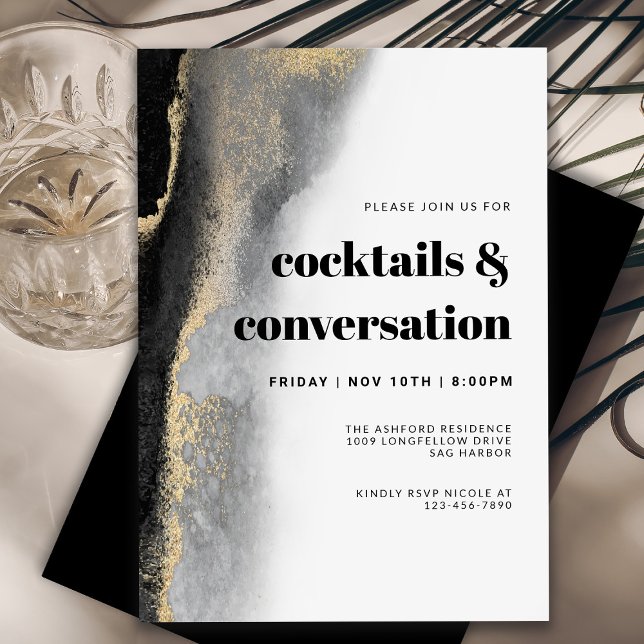 Modern Abstrakt Cocktails och Conversation Party Inbjudningar (Skapare uppladdad)