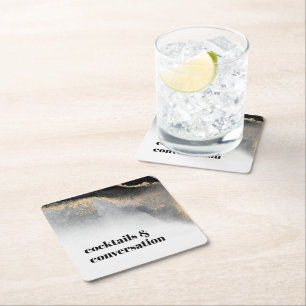 Modern Abstrakt Cocktails och Conversation Party Underlägg Papper Kvadrat