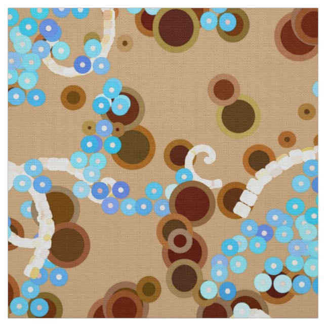 Modern Abstrakt Confetti Print, Aqua and Brown Tyg (Provkarta)