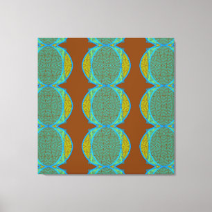 Modern Abstrakt Copper Brown Blue Circles Diamond Canvastryck