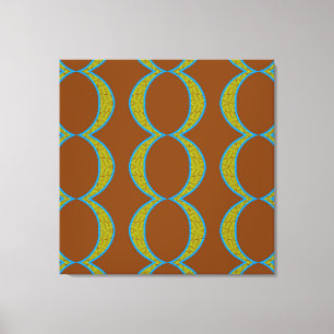 Modern Abstrakt Copper Brown Grönt Circles Diamond Canvastryck