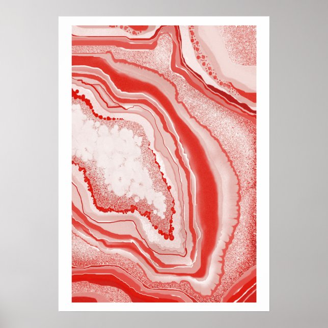 Modern Abstrakt Coral Rosa Agate Geode Gemstone Poster (Framsidan)