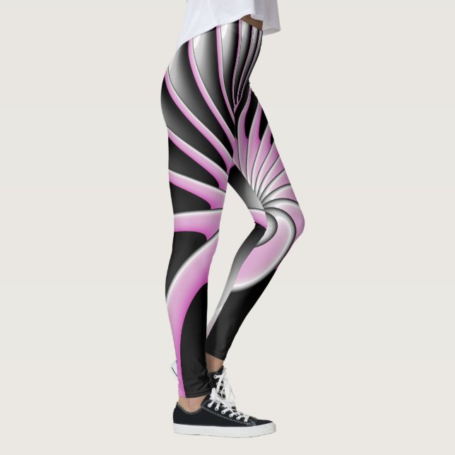 Modern Abstrakt Crazy Fractal Art Mönster Leggings (Höger)