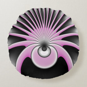 Modern Abstrakt Crazy Fractal Art Mönster Rund Kudde