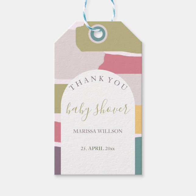 Modern Abstrakt Creamy Summer Färg Stänk Presentetikett (Framsidan)