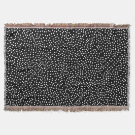 Modern Abstrakt Cute Polka Dot Black and White Filt