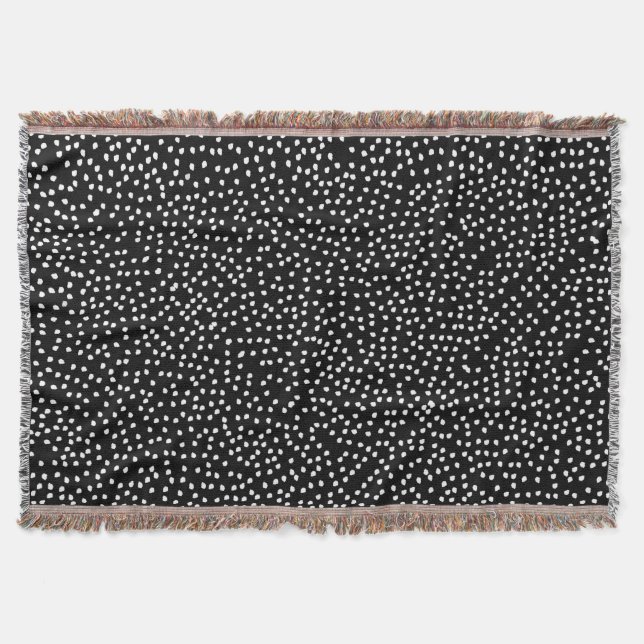Modern Abstrakt Cute Polka Dot Black and White Filt (Framsidan)