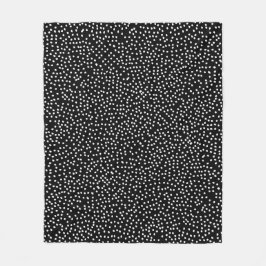 Modern Abstrakt Cute Polka Dot Black and White Fleecefilt