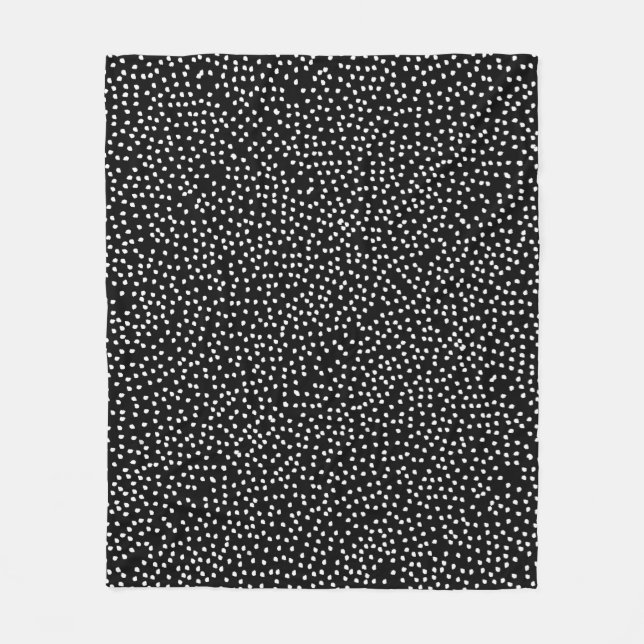Modern Abstrakt Cute Polka Dot Black and White Fleecefilt (Framsidan)