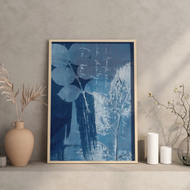 Modern Abstrakt Cyan Blue Botanical Poster (Skapare uppladdad)