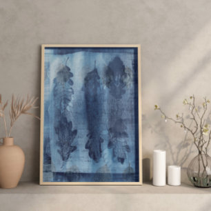 Modern Abstrakt Cyan Blue Botanical Poster