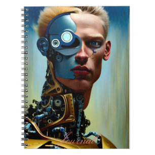 Modern Abstrakt Cyborg Fantasy Male Journal Anteckningsbok