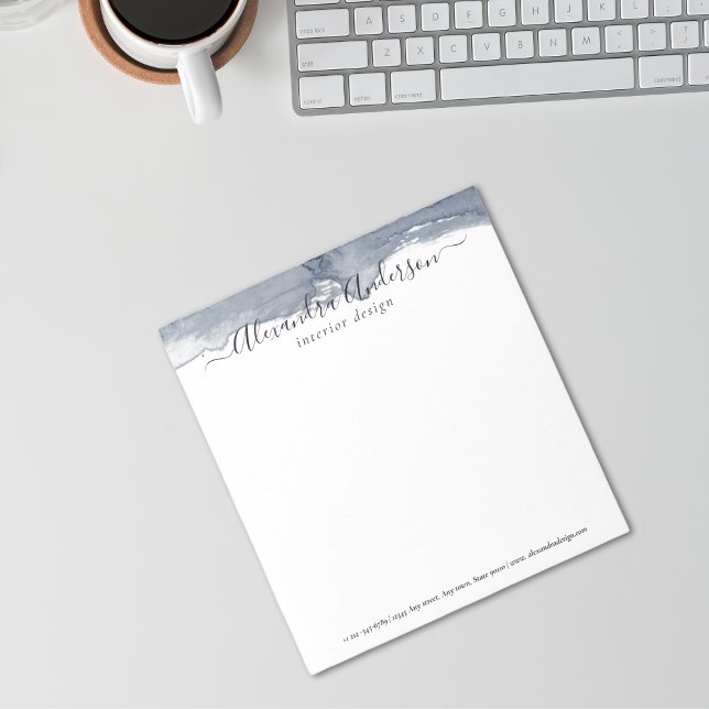 Modern Abstrakt Deep Grått Watercolor Calligraphy Anteckningsblock (Modern Abstract Deep Gray Watercolor Calligraphy Notepad)