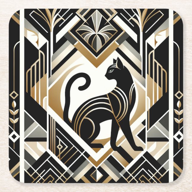 Modern Abstrakt Dekorativ Katt Pappersunderlägg Underlägg Papper Kvadrat (Framsidan)