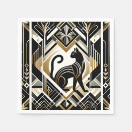 Modern Abstrakt Dekorative Black Cat Napkins Pappersservett