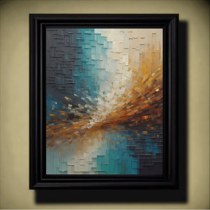 Modern abstrakt design Blue och Guld Tones Poster