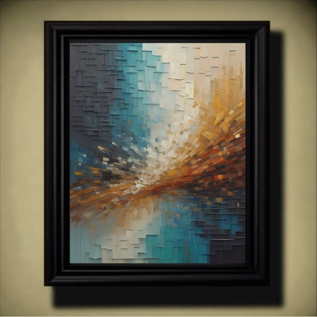 Modern abstrakt design Blue och Guld Tones Poster (Skapare uppladdad)