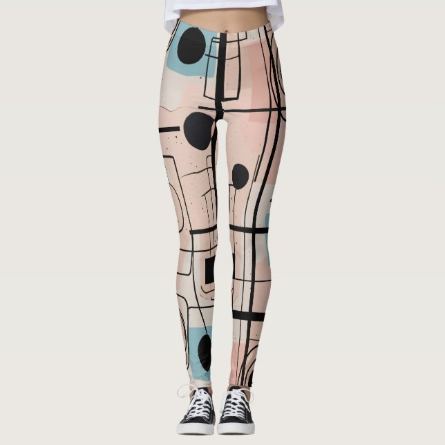 Modern abstrakt design, dynamiskt linjer Dekorativ Leggings (Framsida)