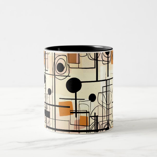 Modern abstrakt design, dynamiskt linjer Dekorativ Två-Tonad Mugg (Center)