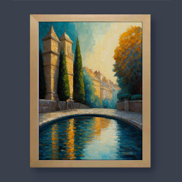 Modern abstrakt design Guld Blue European Poster
