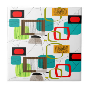 Modern abstrakt design i mitten av århundradet kakelplatta