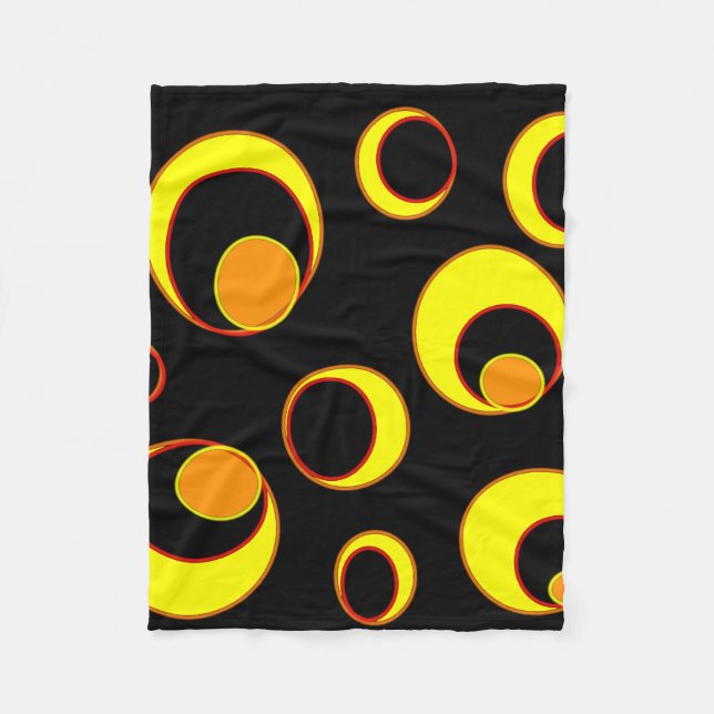 Modern abstrakt design, svart gult fleecefilt (Framsidan)