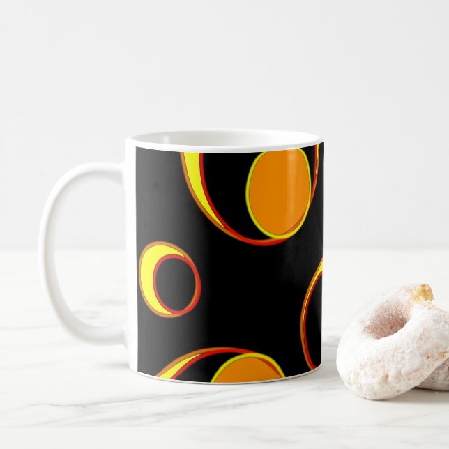 Modern abstrakt design, svart gult kaffemugg (Med munk)