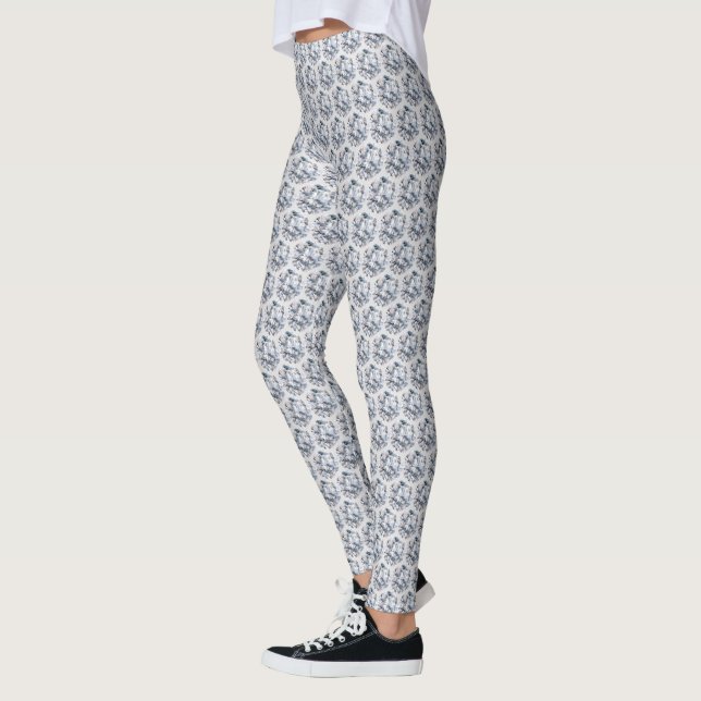 Modern abstrakt diamantfraktal mosaikmönster leggings (Vänster)
