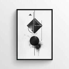 Modern Abstrakt Digital Art in Black and White Poster