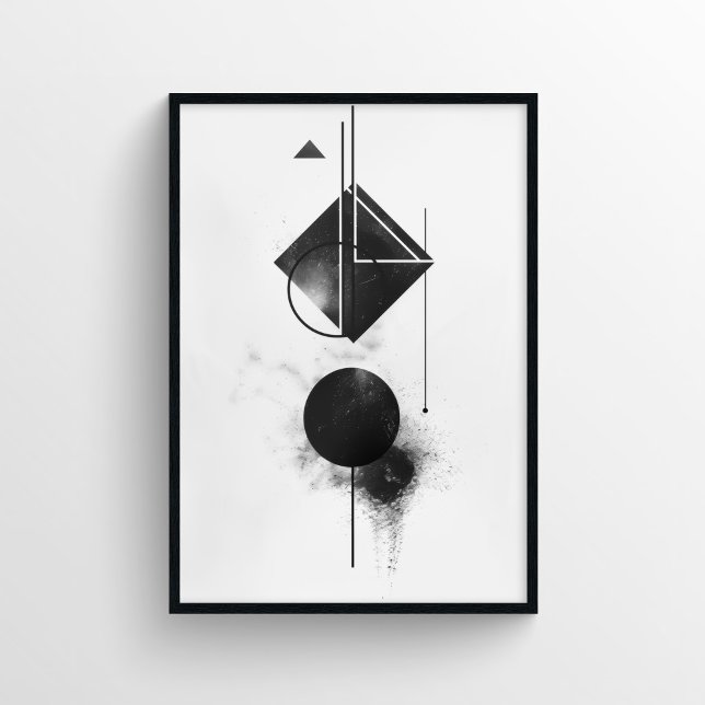 Modern Abstrakt Digital Art in Black and White Poster (Skapare uppladdad)